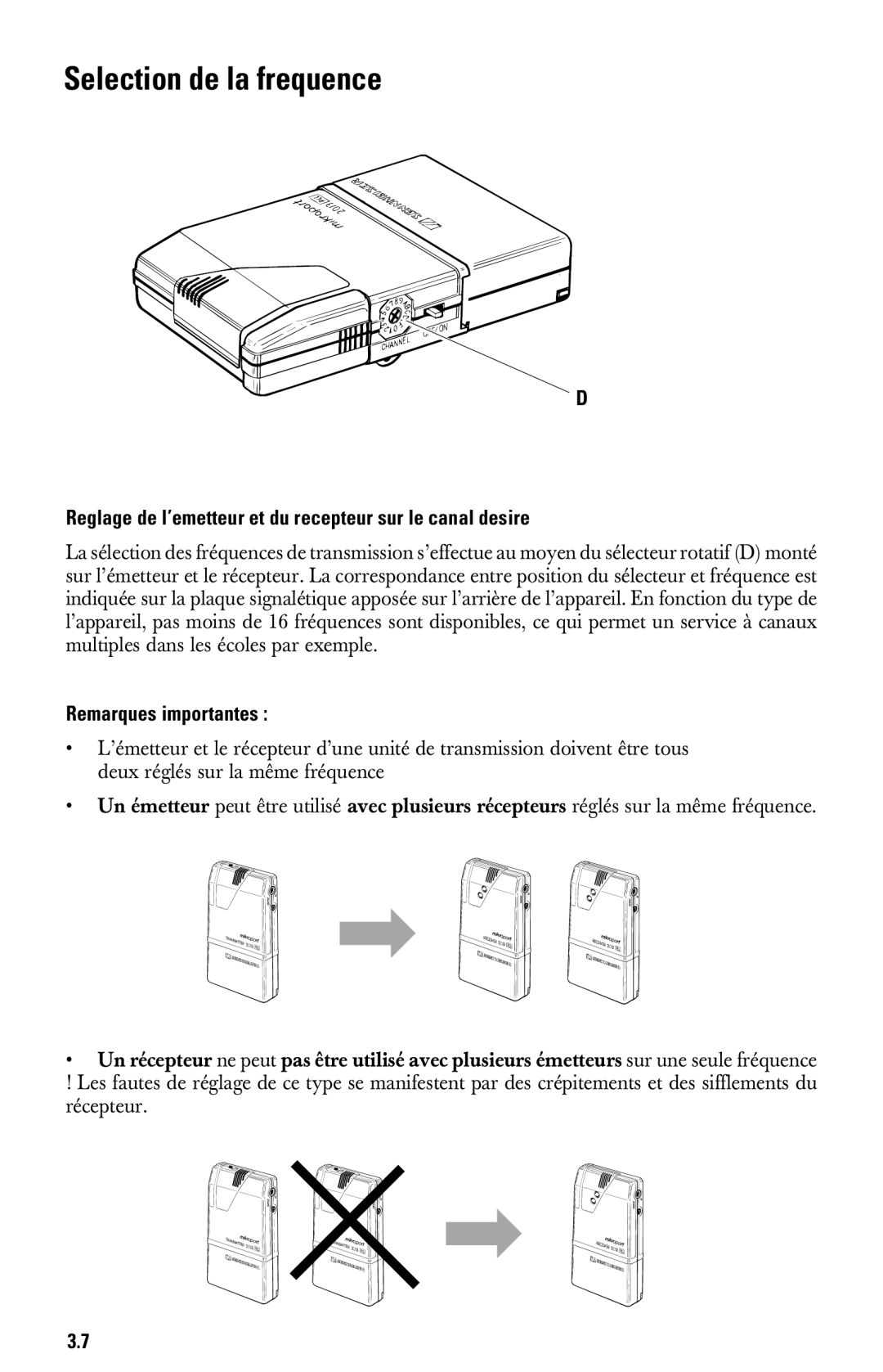 Sennheiser System 2013 PLL manual Selection de la frequence, Reglage de l’emetteur et du recepteur sur le canal desire 