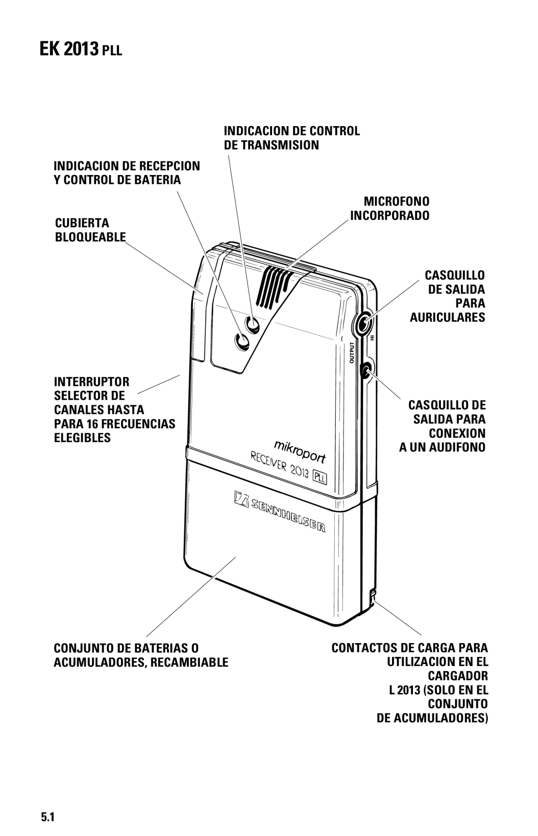 Sennheiser System 2013 PLL manual EK 2013 PLL, Solo EN EL 