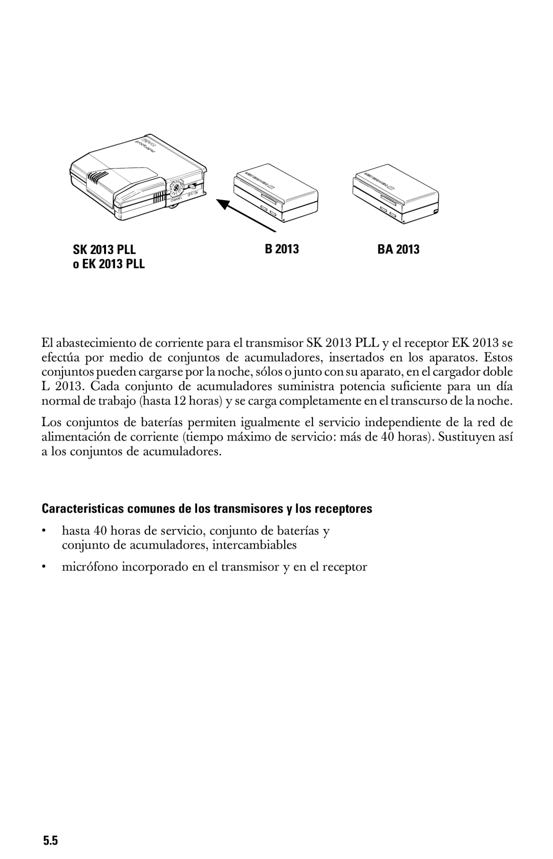 Sennheiser System 2013 PLL manual SK 2013 PLL EK 2013 PLL, Caracteristicas comunes de los transmisores y los receptores 