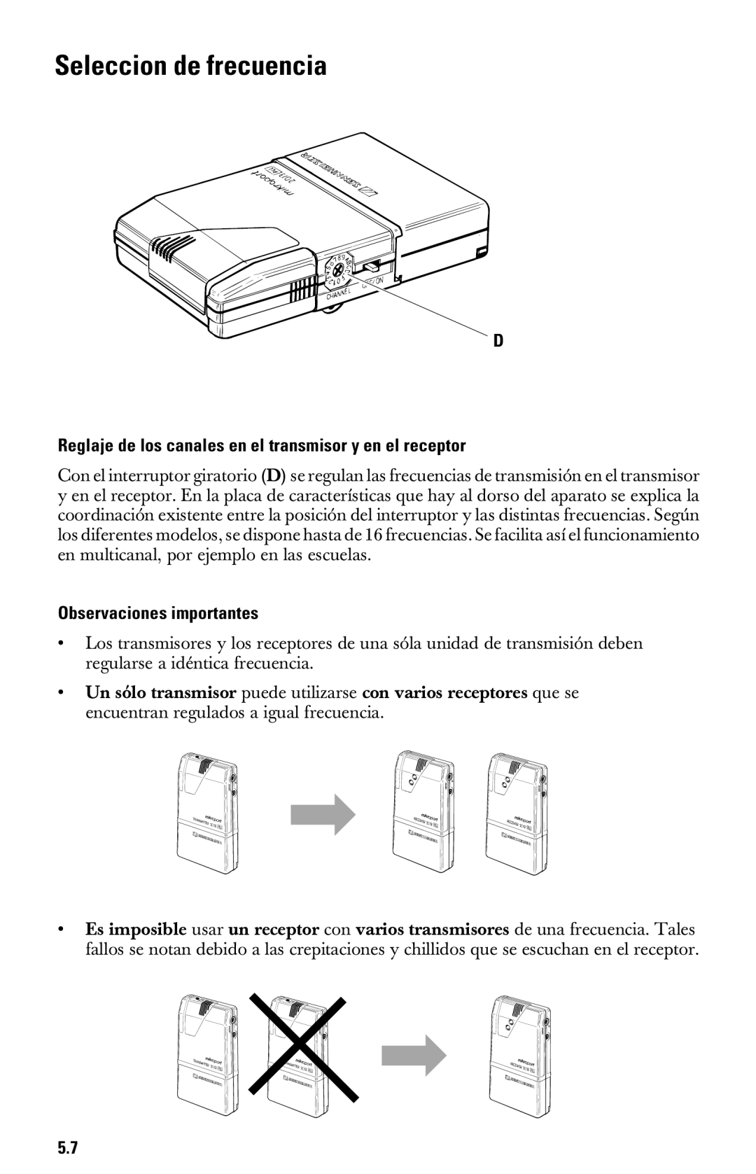 Sennheiser System 2013 PLL manual Seleccion de frecuencia, Reglaje de los canales en el transmisor y en el receptor 