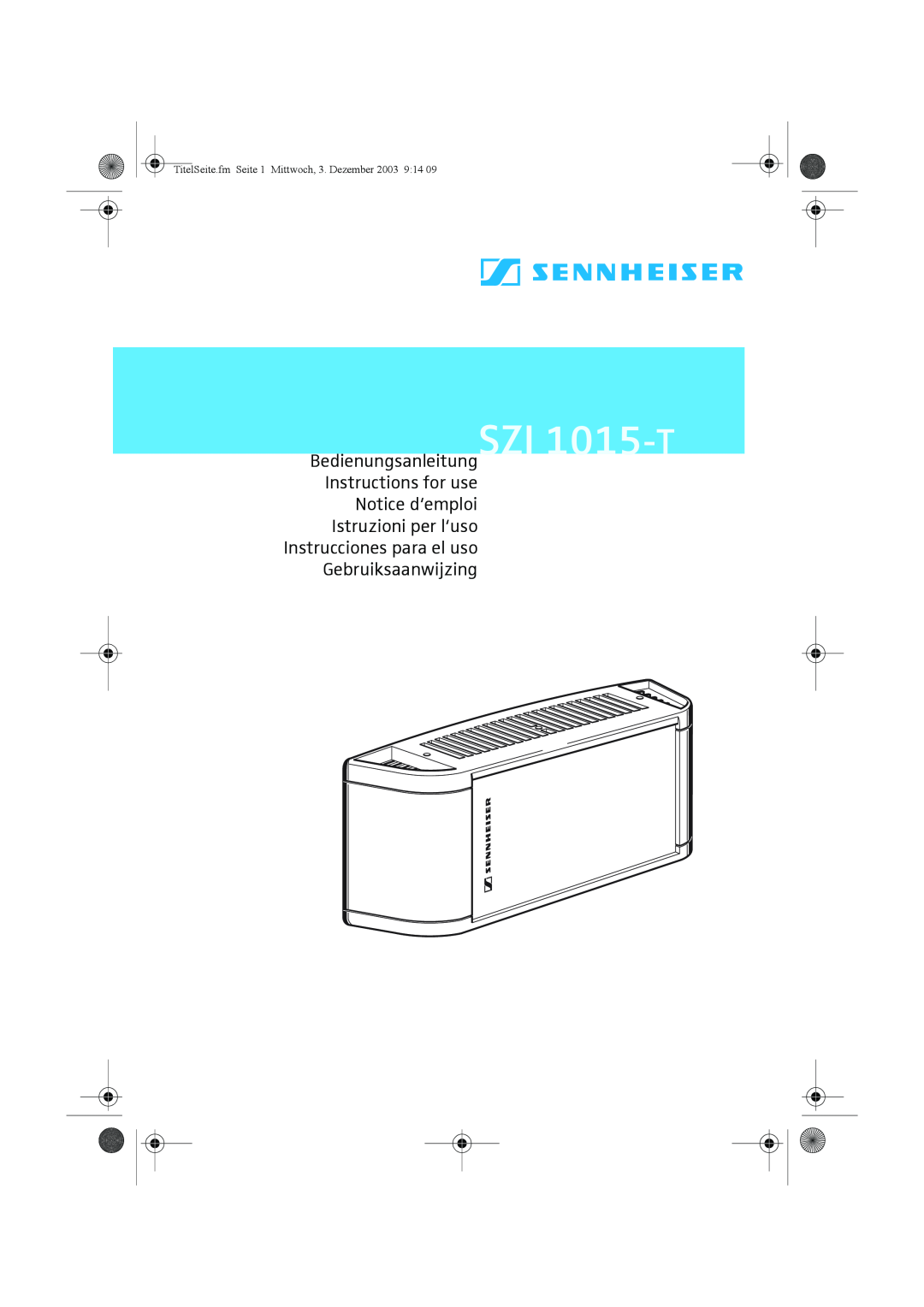 Sennheiser SZI 1015-T manual 