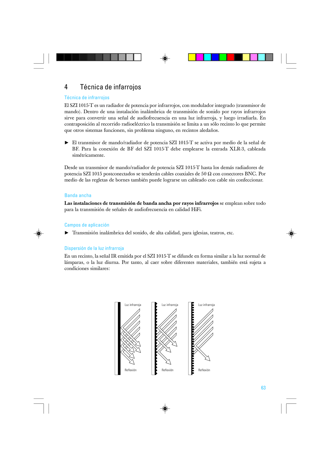 Sennheiser SZI 1015-T manual 4 Técnica de infarrojos, Técnica de infrarrojos, Banda ancha, Campos de aplicación 