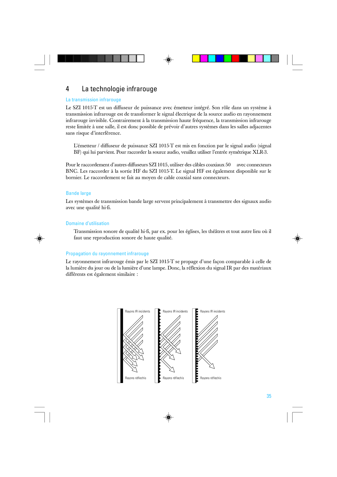 Sennheiser SZI 1015-T manual La technologie infrarouge, La transmission infrarouge, Bande large, Domaine d’utilisation 