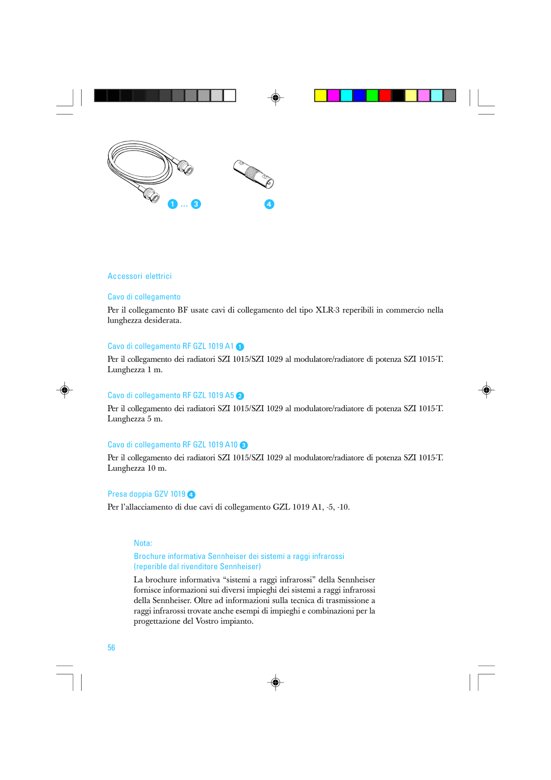 Sennheiser SZI 1015-T Accessori elettrici Cavo di collegamento, Cavo di collegamento RF GZL 1019 A1, Presa doppia GZV 