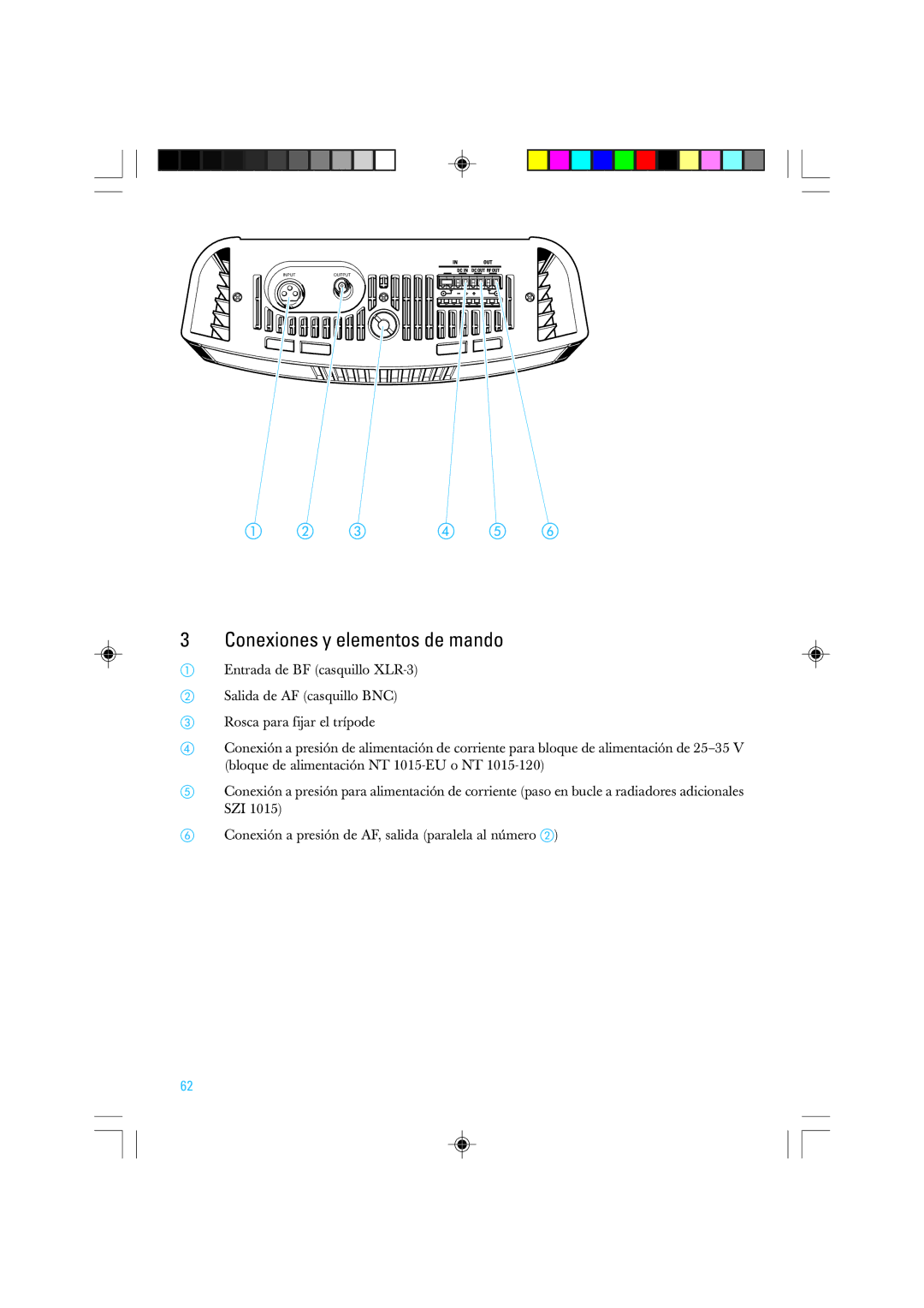 Sennheiser SZI 1015-T manual Conexiones y elementos de mando 