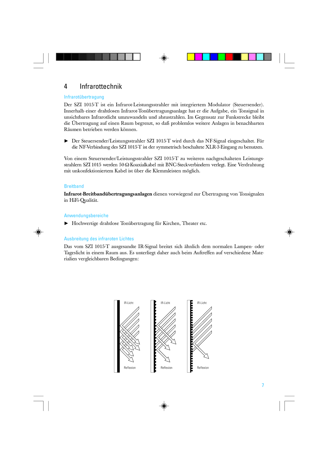 Sennheiser SZI 1015-T manual Infrarottechnik, Infrarotübertragung, Breitband, Anwendungsbereiche 