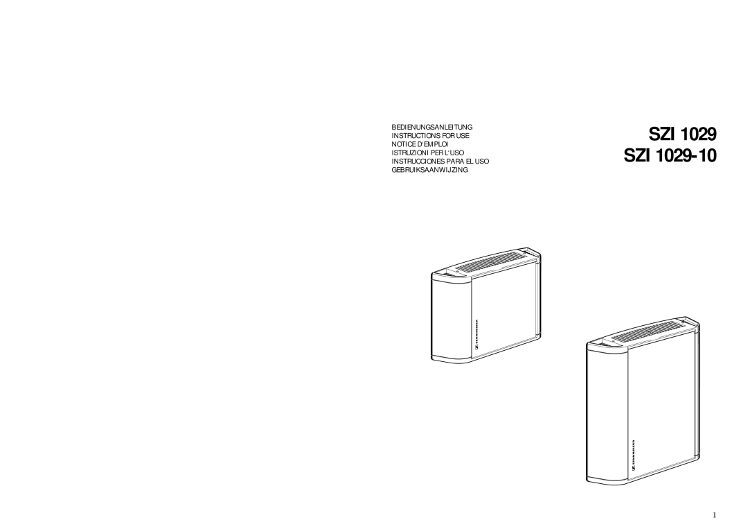 Sennheiser SZI 1029-10 manual SZI 1029 SZI 