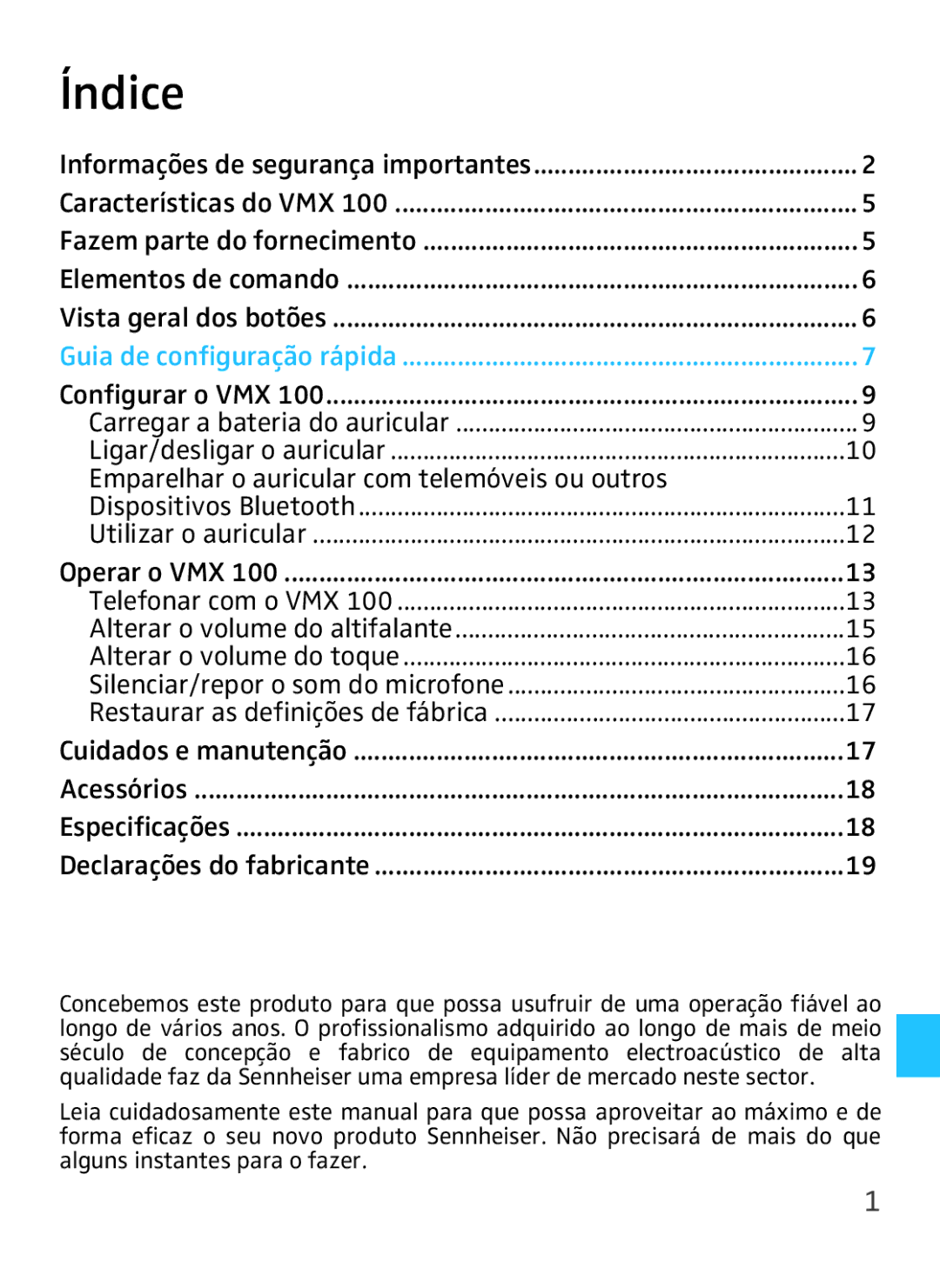 Sennheiser VMX 100 instruction manual Emparelhar o auricular com telemóveis ou outros 