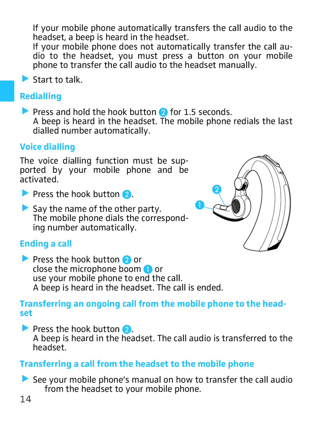 Sennheiser VMX 100 instruction manual Redialling, Voice dialling, Ing number automatically, Ending a call 