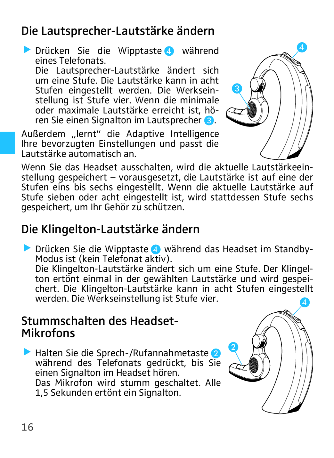 Sennheiser VMX 100 instruction manual Die Lautsprecher-Lautstärke ändern, Die Klingelton-Lautstärke ändern 