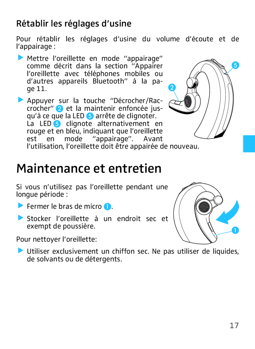 Sennheiser VMX 100 instruction manual Maintenance et entretien, Rétablir les réglages d’usine 