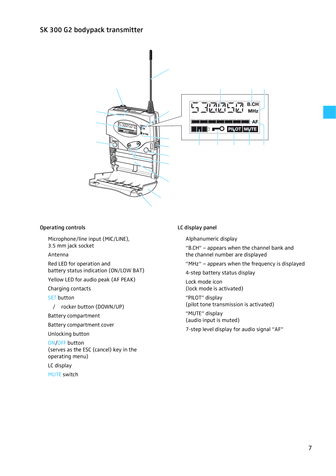 Sennheiser W300 manual SK 300 G2 bodypack transmitter 