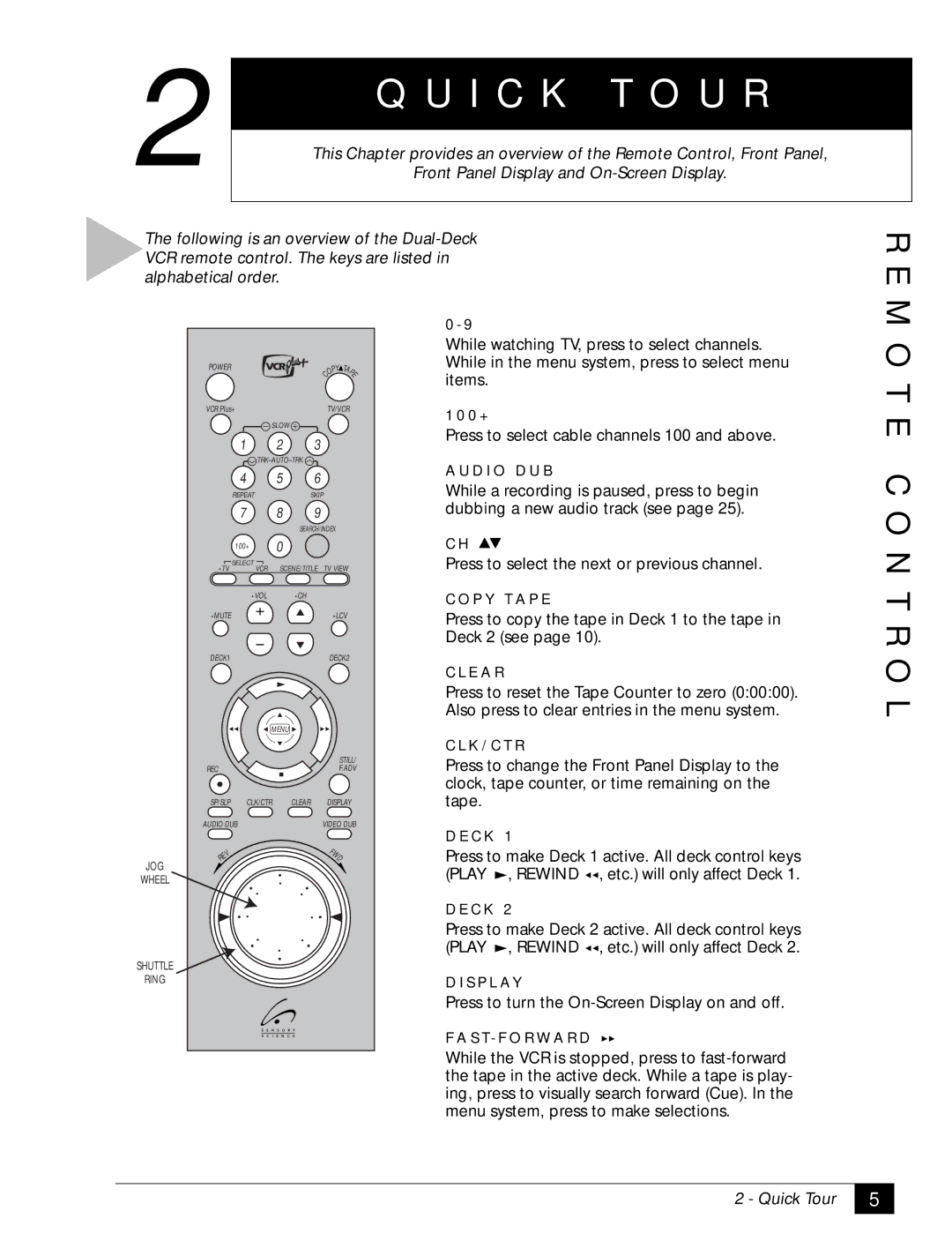 Sensory Science DDV2120 manual I C K U R, E C O N T R O L 