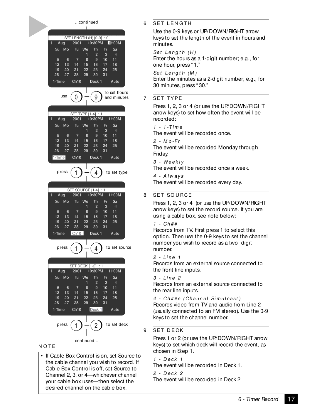 Sensory Science DDV2120 manual Timer Record 