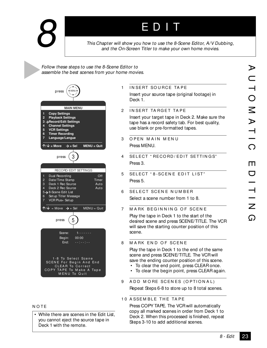 Sensory Science DDV2120 manual M a T I C E D I T I N G 