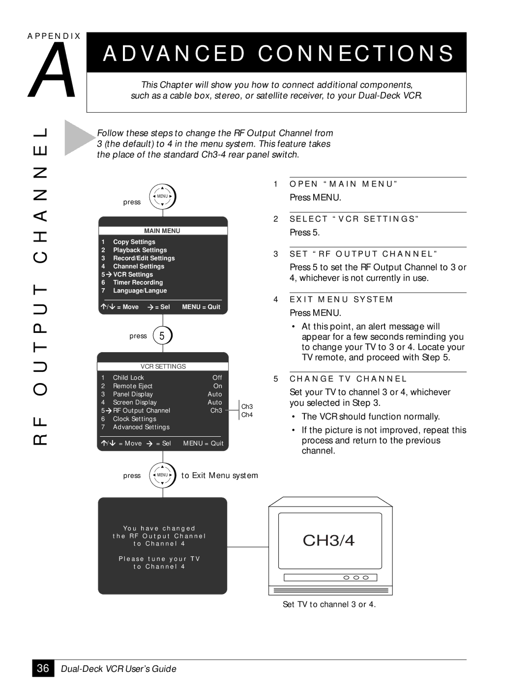 Sensory Science DDV2120 manual Va N C E D C O N N E C T I O N S, O U T P U T C H a N 