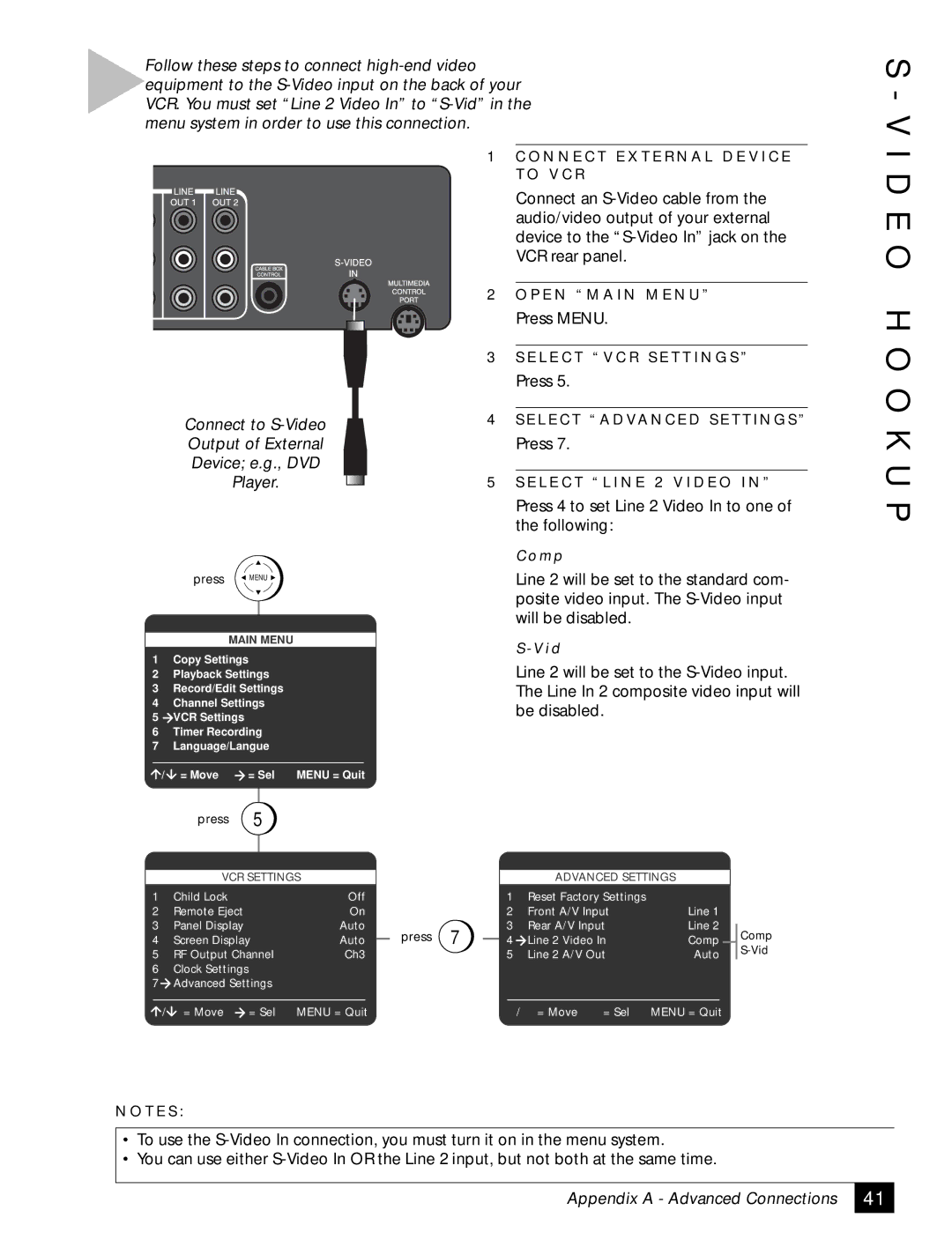 Sensory Science DDV2120 manual E O H O O K U P, Advanced Settings 