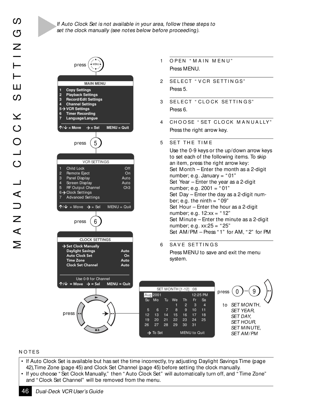 Sensory Science DDV2120 manual G S, N U a L C L O C K S E T T 