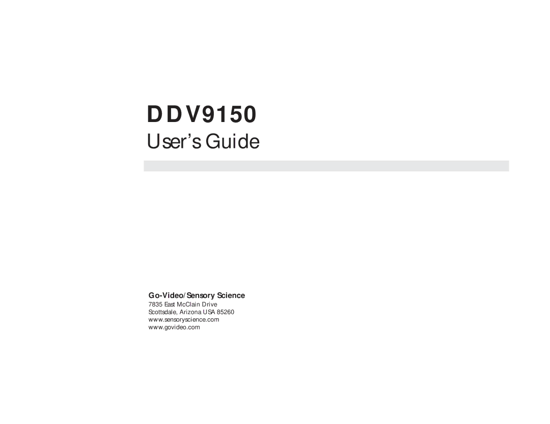 Sensory Science DDV9150 manual 