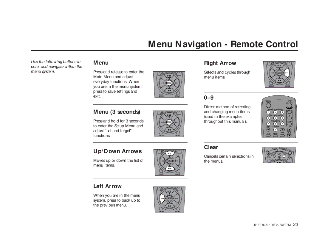 Sensory Science DDV9150 manual Menu Navigation Remote Control 