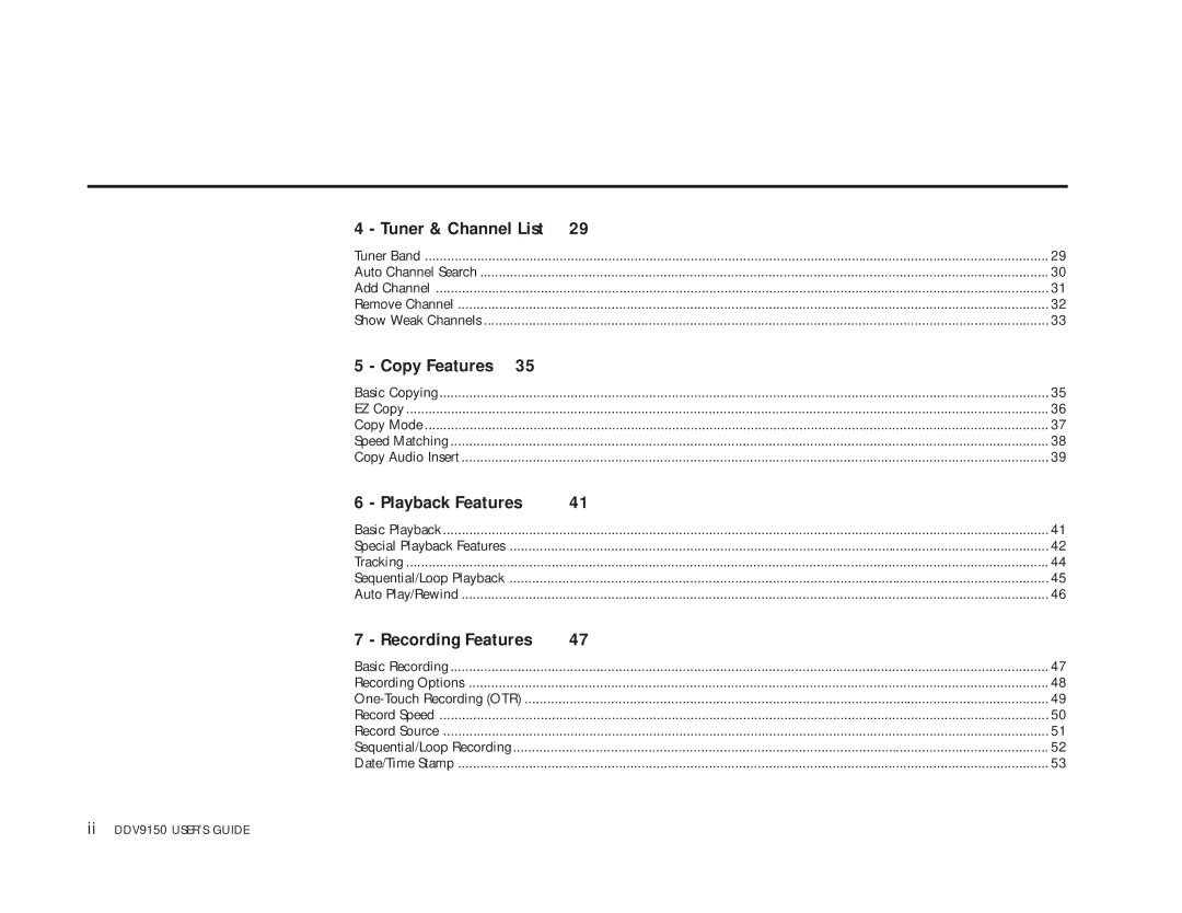 Sensory Science DDV9150 manual Tuner & Channel List 