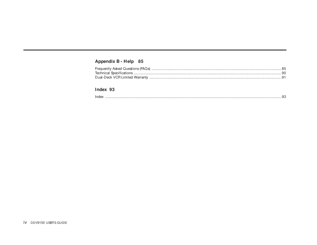 Sensory Science DDV9150 manual Appendix B Help 