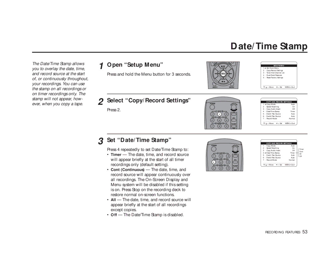 Sensory Science DDV9150 manual Set Date/Time Stamp 