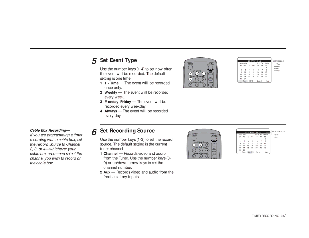 Sensory Science DDV9150 manual Set Event Type, Set Recording Source 