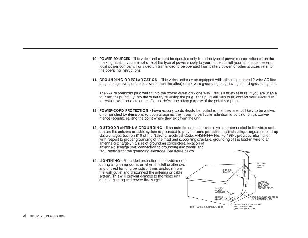 Sensory Science DDV9150 manual Lightning For added protection of this video unit 