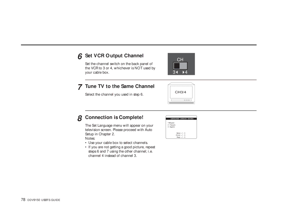 Sensory Science DDV9150 manual Tune TV to the Same Channel, Connection is Complete 