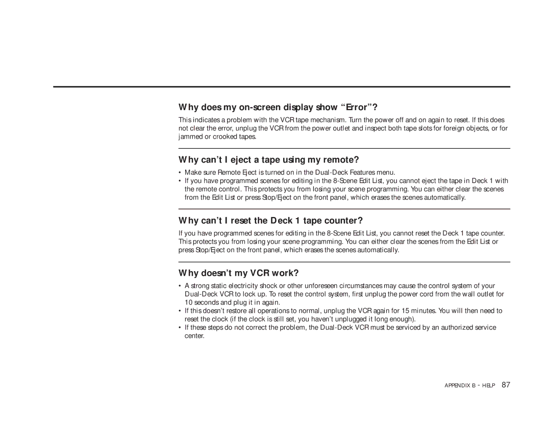 Sensory Science DDV9150 manual Why does my on-screen display show Error? 