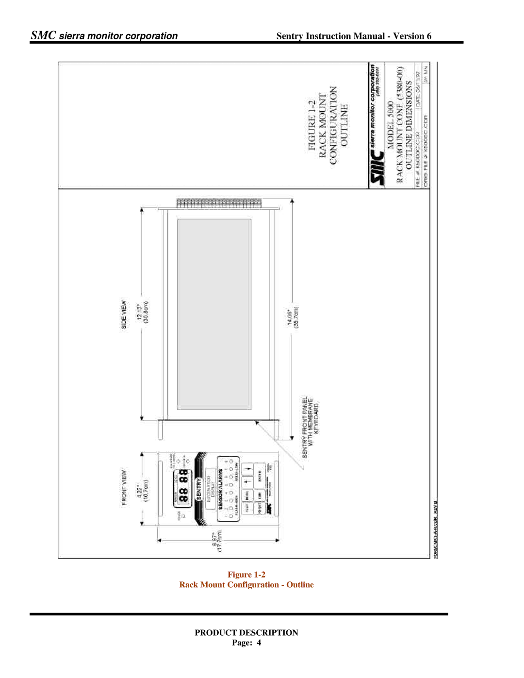 Sentry Industries 5000 instruction manual Rack Mount Configuration Outline 