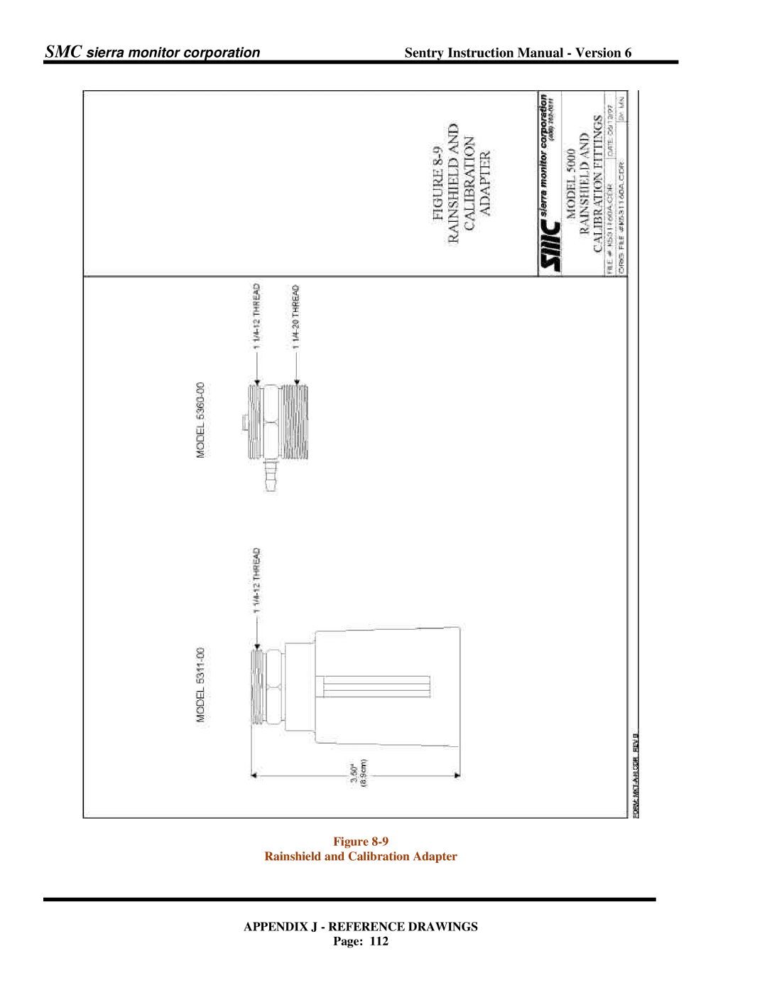 Sentry Industries 5000 instruction manual Rainshield and Calibration Adapter 