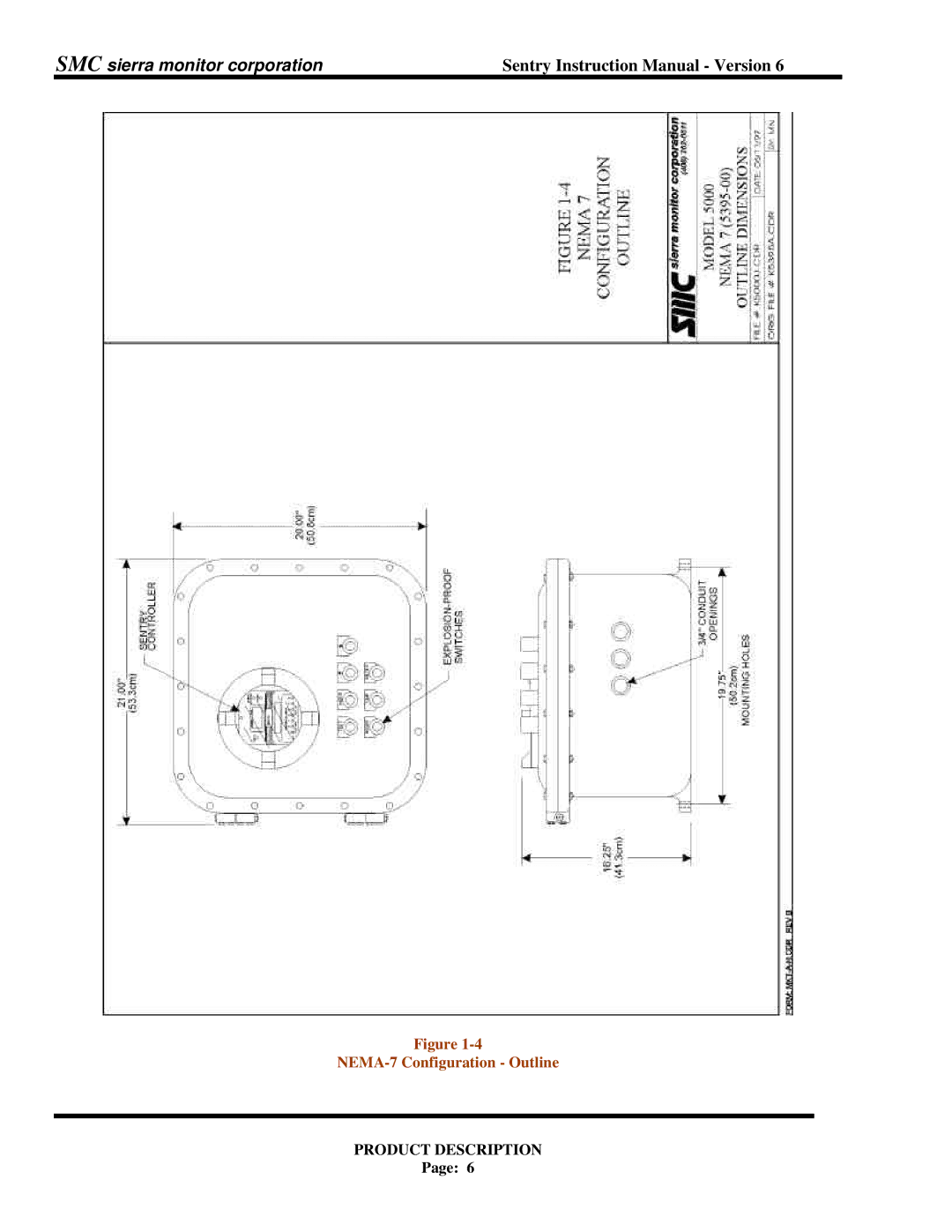 Sentry Industries 5000 instruction manual NEMA-7 Configuration Outline 