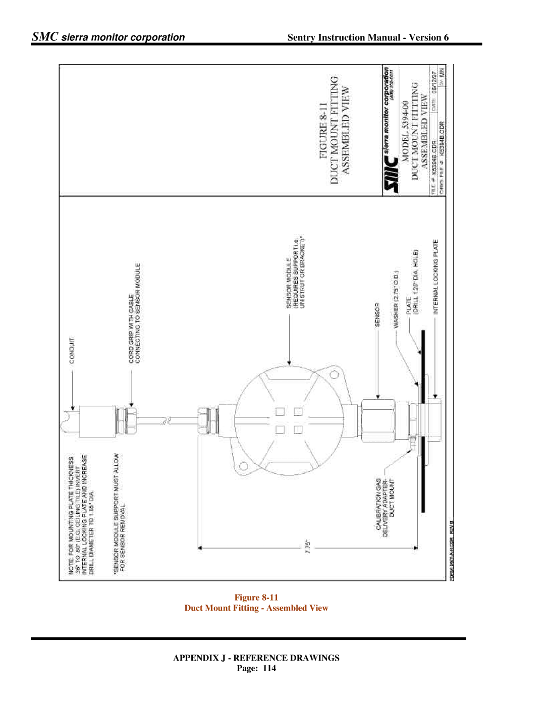 Sentry Industries 5000 instruction manual Duct Mount Fitting Assembled View 