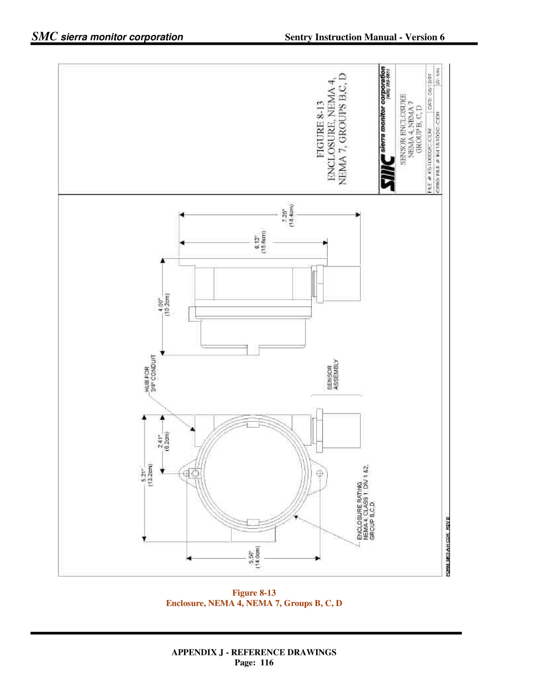 Sentry Industries 5000 instruction manual Enclosure, Nema 4, Nema 7, Groups B, C, D 