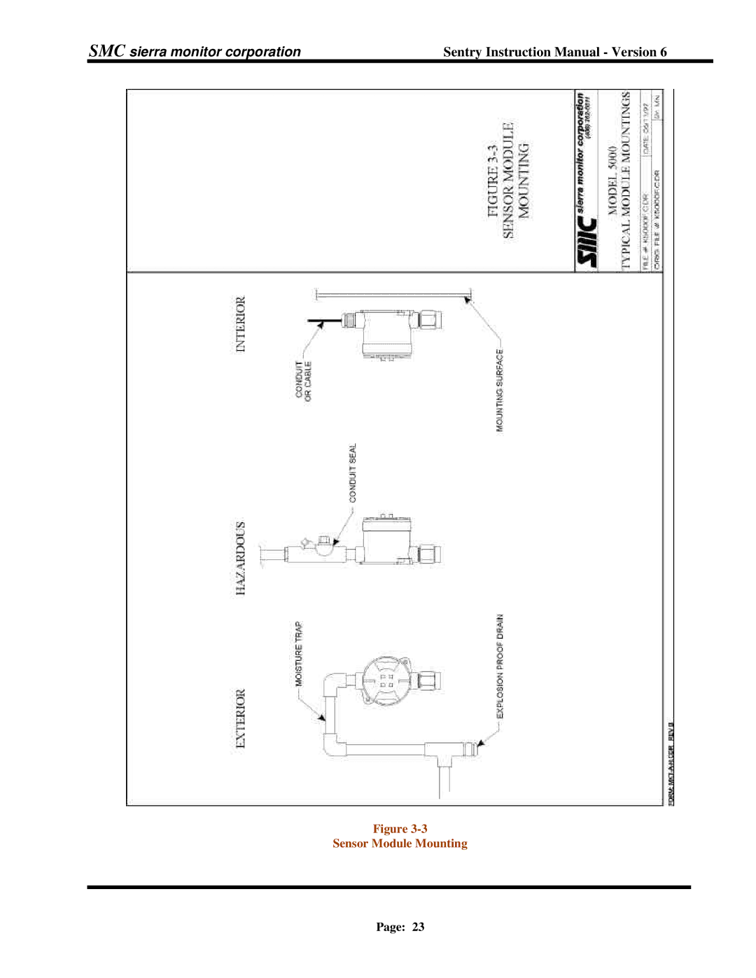 Sentry Industries 5000 instruction manual Sensor Module Mounting 