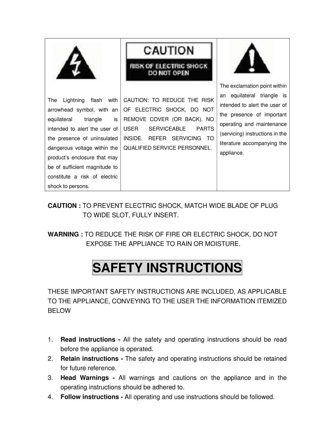 Sentry Industries CR105 operating instructions Safety Instructions 