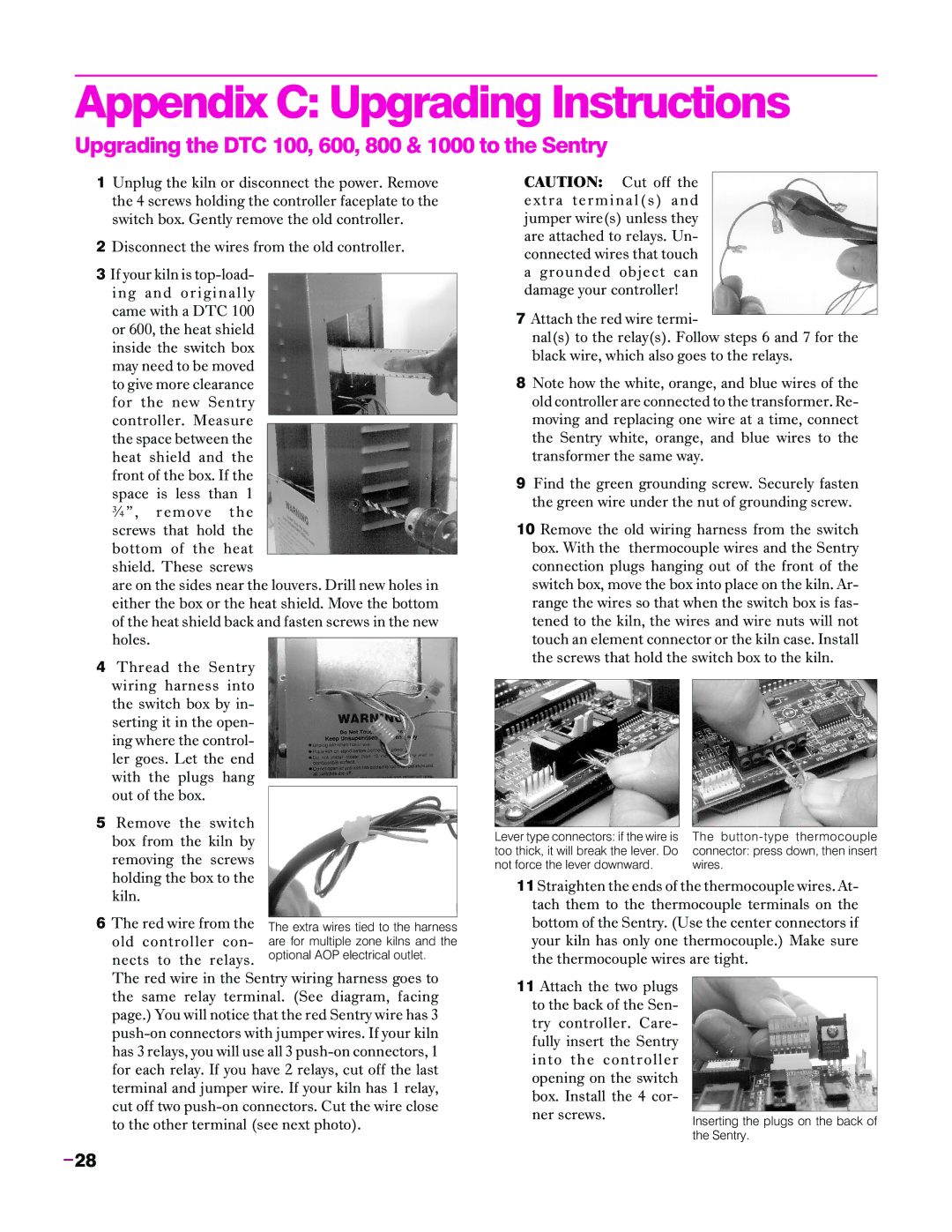 Sentry Industries Sentry 2.0 Appendix C Upgrading Instructions, Upgrading the DTC 100, 600, 800 & 1000 to the Sentry 