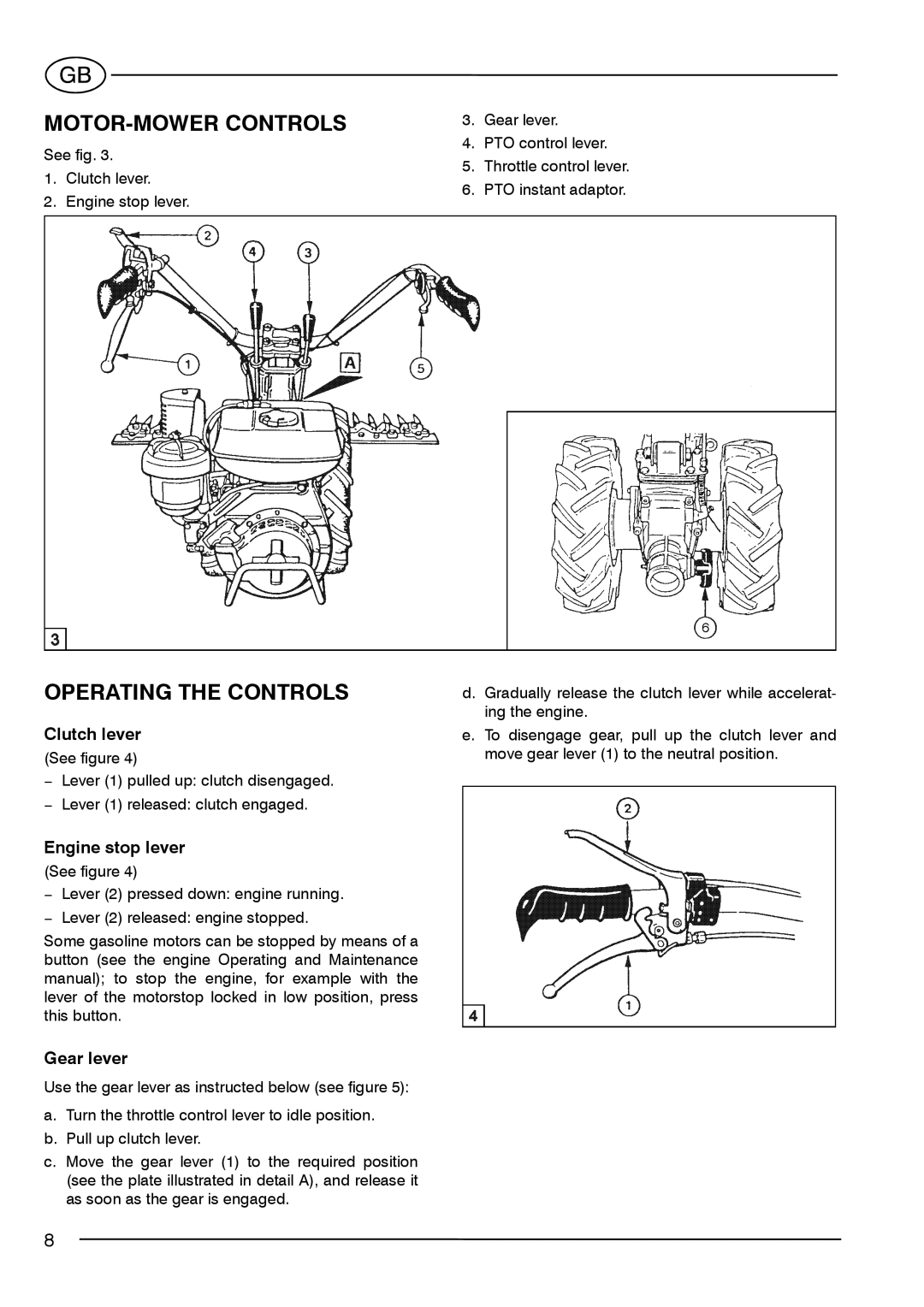 S.E.P BC90(1+1) manual MOTOR-MOWER Controls, Operating the Controls 