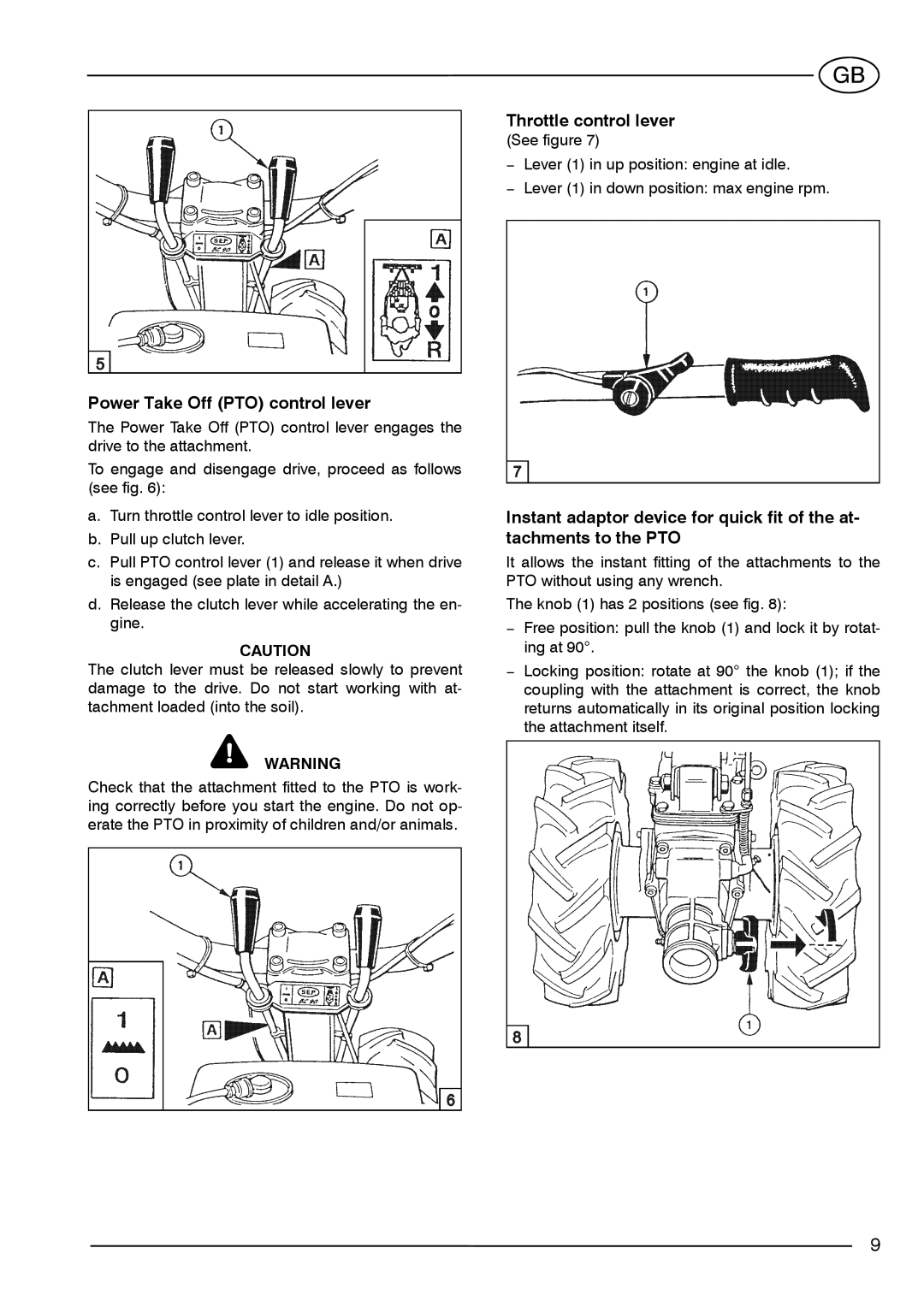 S.E.P BC90(1+1) manual Power Take Off PTO control lever 