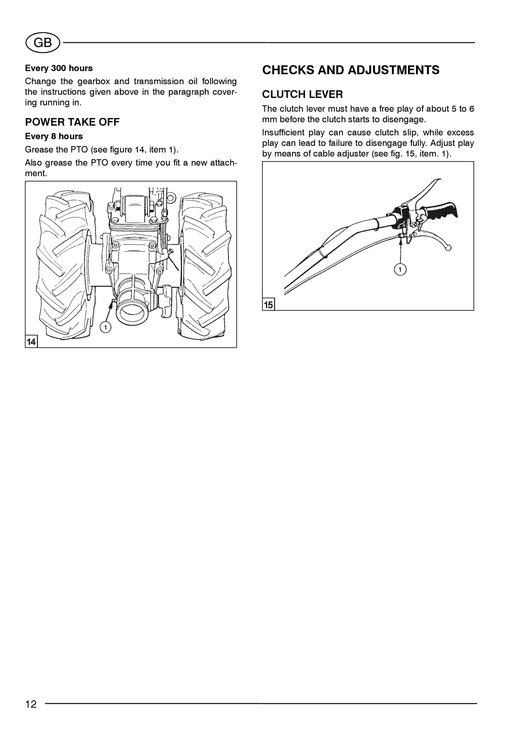 S.E.P BC90(1+1) manual Checks and Adjustments, Clutch Lever, Every 300 hours 