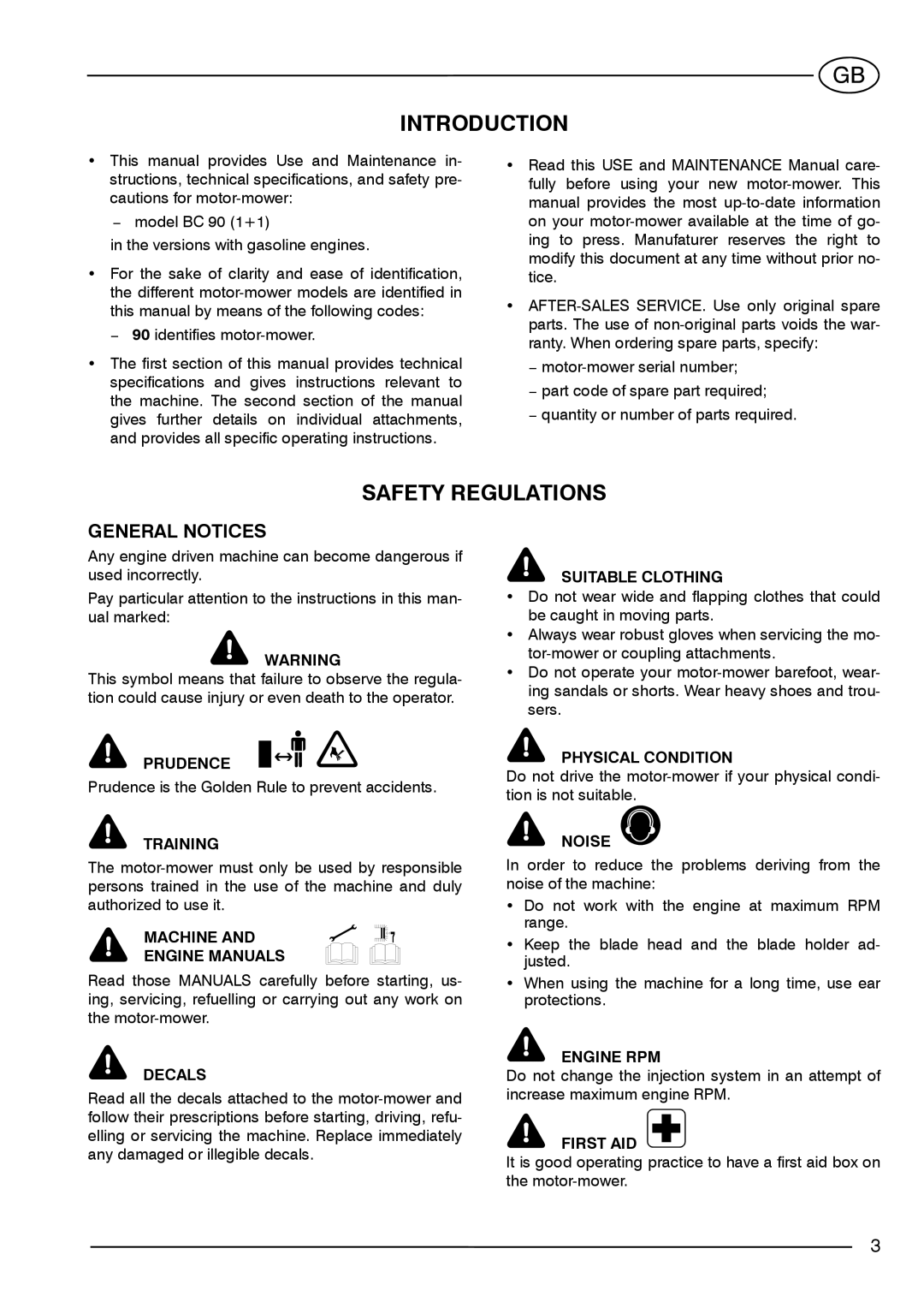 S.E.P BC90(1+1) manual Introduction, Safety Regulations, General Notices 