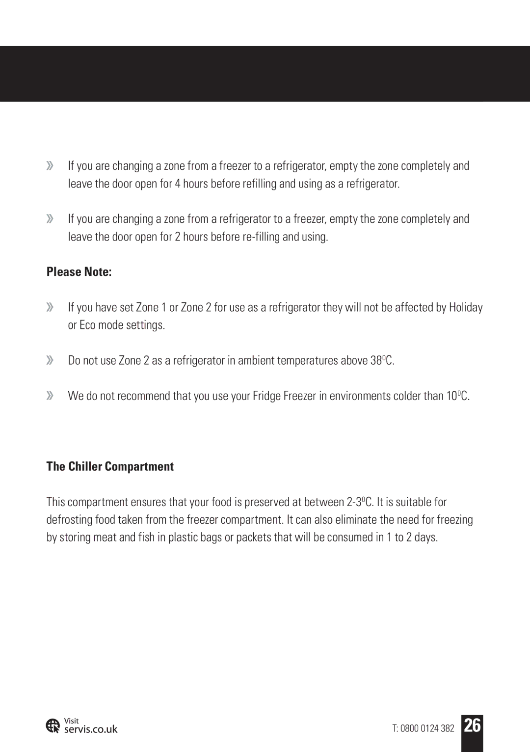 Servis AMERICAN STYLE FRIDGE FREEZER, FD91185SS user manual Please Note, Chiller Compartment 