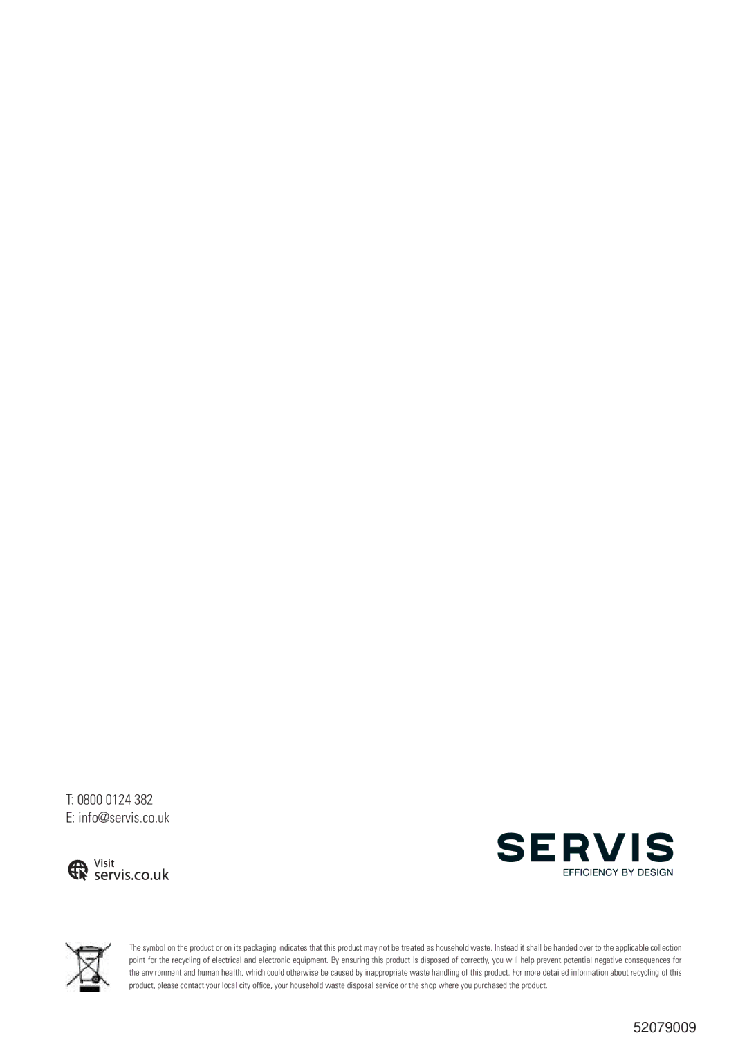 Servis FD91185SS, AMERICAN STYLE FRIDGE FREEZER user manual 52079009 