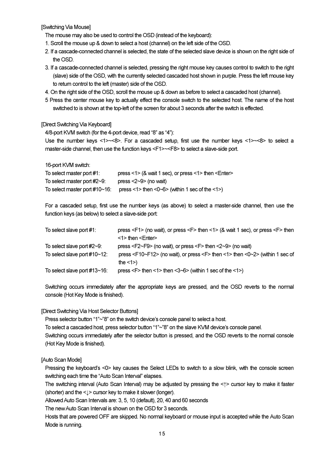 Servis FS-1008MT, FS-1016MT, FS-1004MT user manual To select slave port #2~9 To select slave port #10~12 