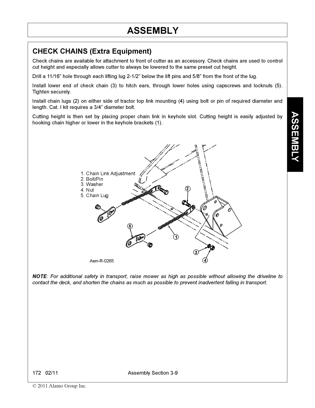 Servis-Rhino 00781400C manual Check Chains Extra Equipment 