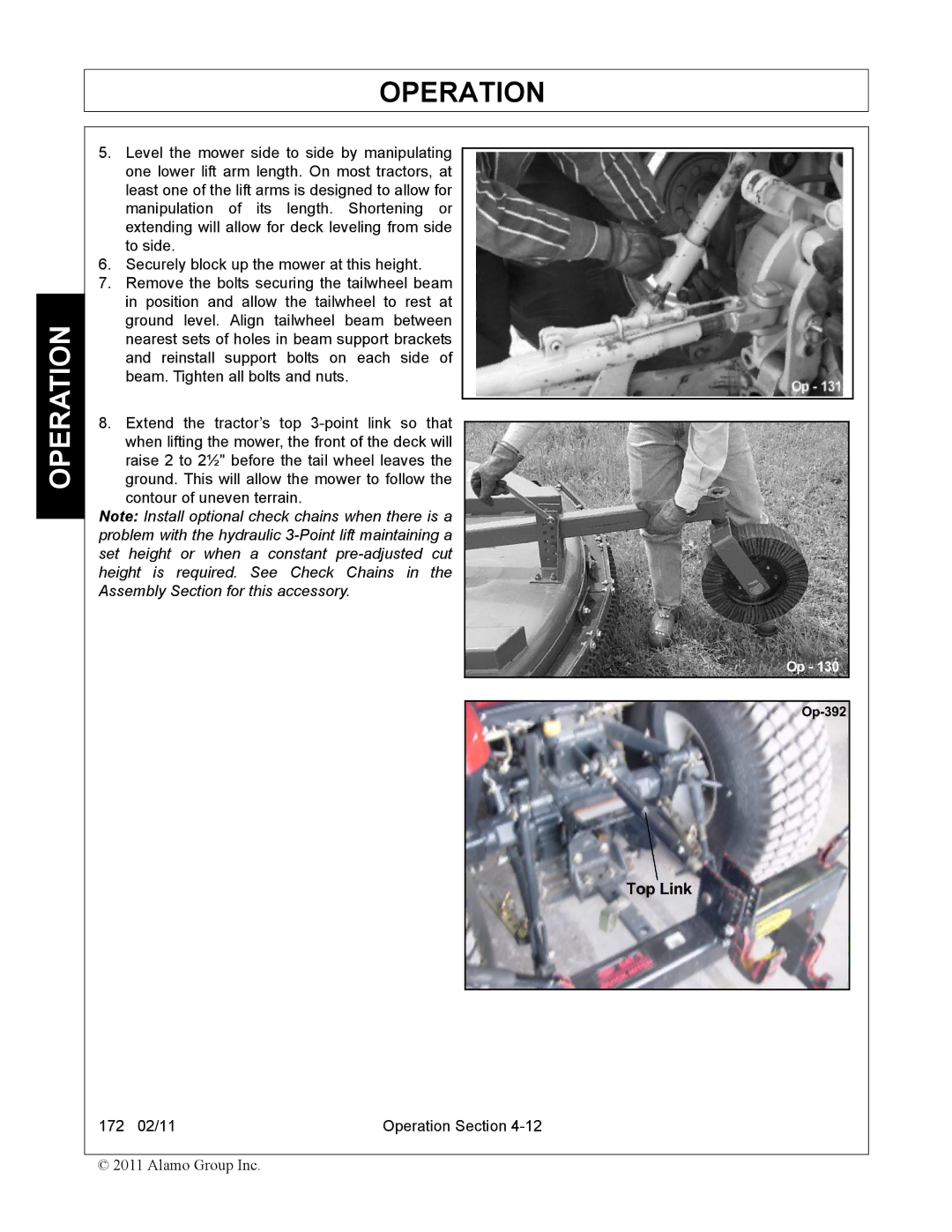 Servis-Rhino 00781400C manual Operation 