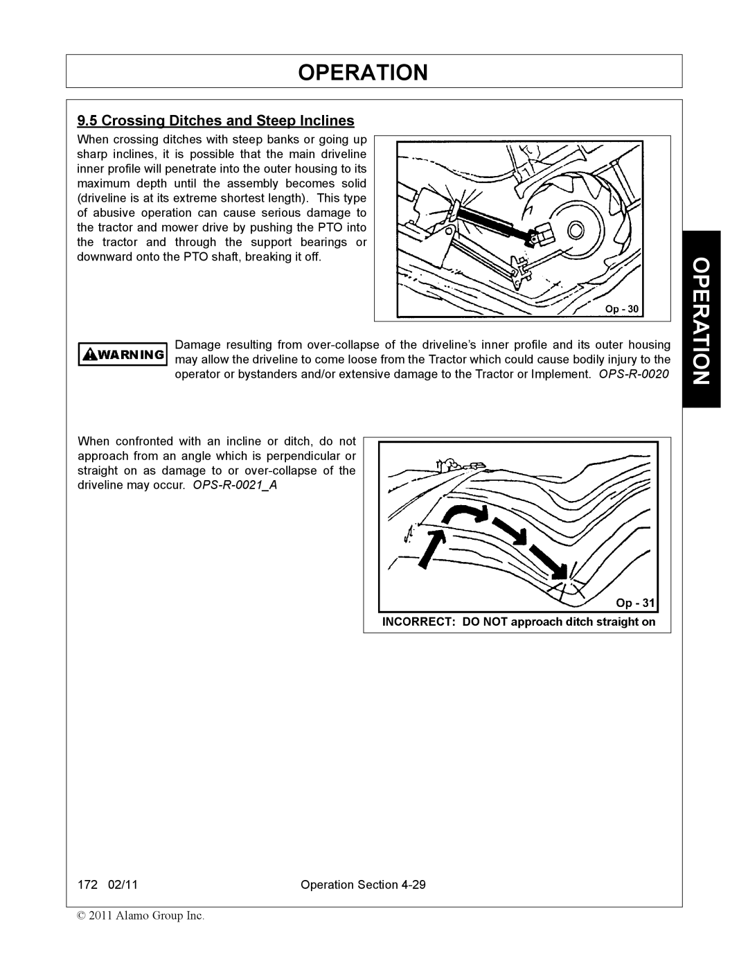 Servis-Rhino 00781400C manual Crossing Ditches and Steep Inclines 