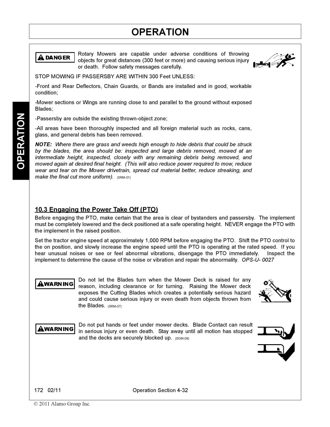 Servis-Rhino 00781400C manual Engaging the Power Take Off PTO 